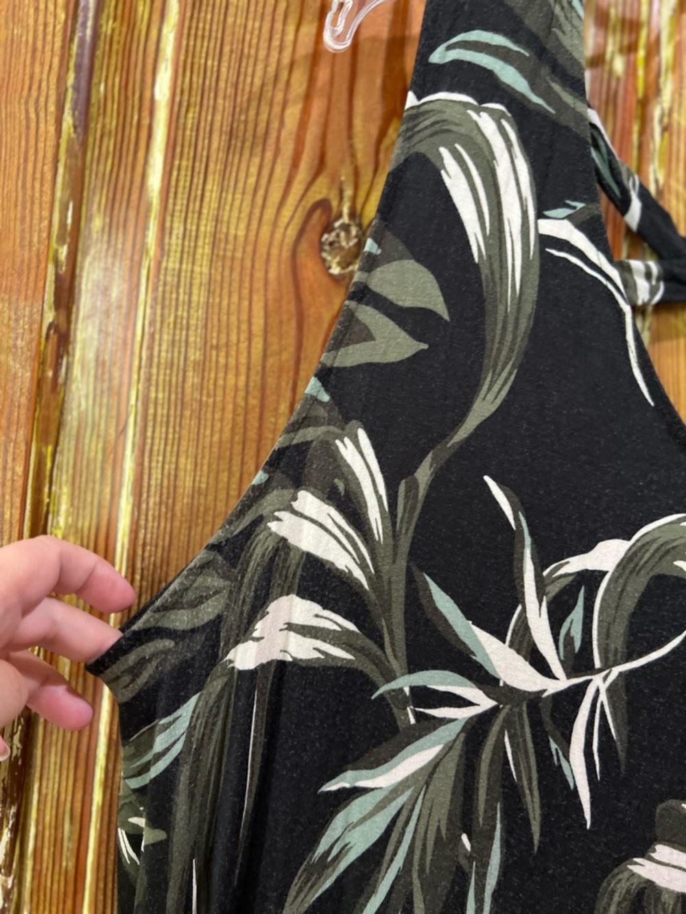 Style & Co. Black Sleeveless Midi Dress with Green and White Leaf Print - Picture 3 of 8